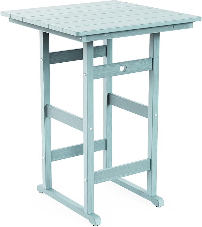 Adirondack Outdoor Bar Table, Durable HDPE Composite, Weather Resistant, Easy to Clean, Perfect for Backyard and Poolside Use, Light Blue