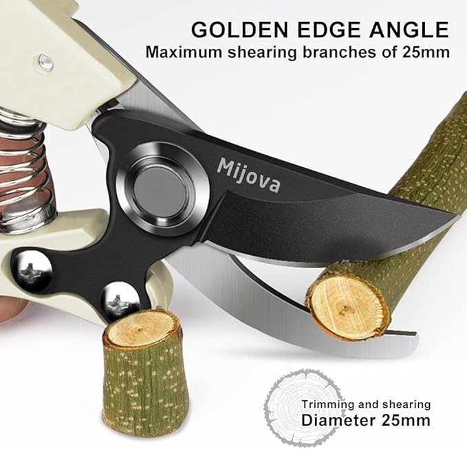 Gardening Scissors, Precision Pruning shears for Branches Shrubs and Vines, High-Carbon SK5 Steel Stays Sharp Longer for Clean Cuts that Promote Plant Health