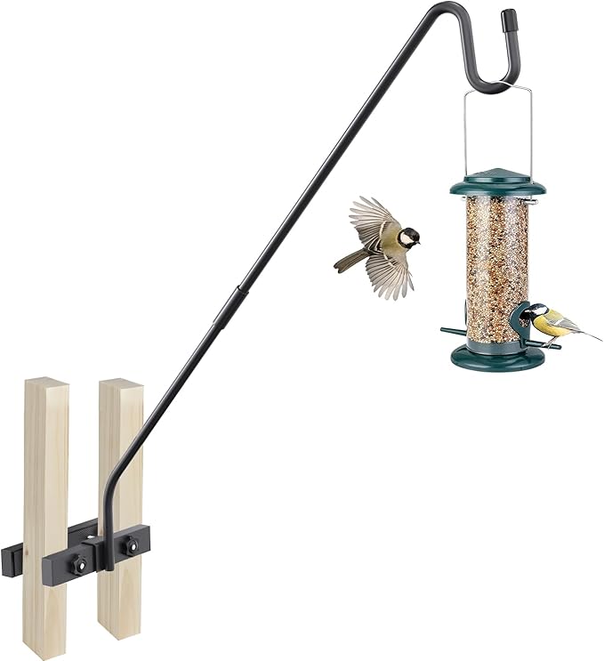 Deck Hook Railing Mount-Deck Railing Plant Hanger Outdoor，Metal Bird Feeder Hanger for Deck Railing,Fence Shepherds Hooks Pole Bracket for Hanging Hummingbird Feeder,Planter,Flower Baskets
