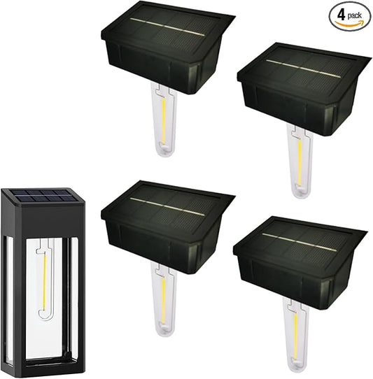 GOODFOEVER 4 Pack Solar Lights for Outdoor Fence and Wall, Waterproof