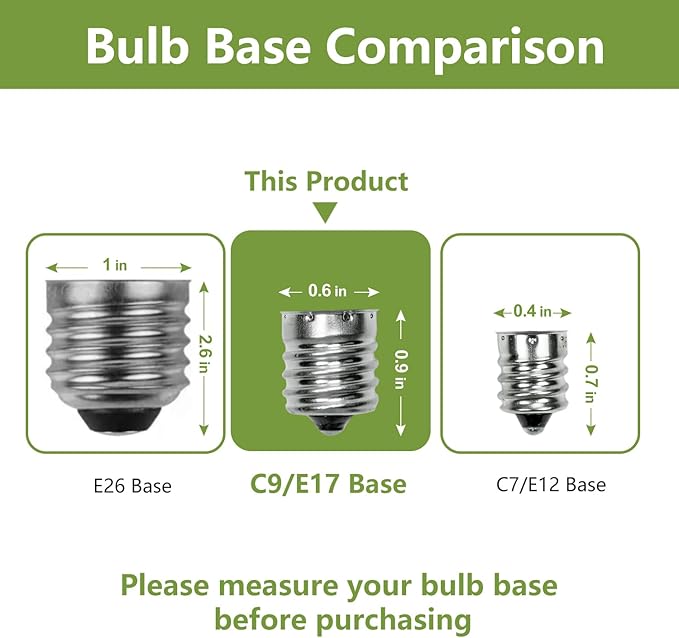 50Pack C9 Christmas LED Light Bulbs, Strawberry Replacement Bulb 2200K Warm White Shatterproof & Waterproof Outdoor String Light Bulbs, E17 Candelabra Base Edison Bulbs for Holiday Decoration