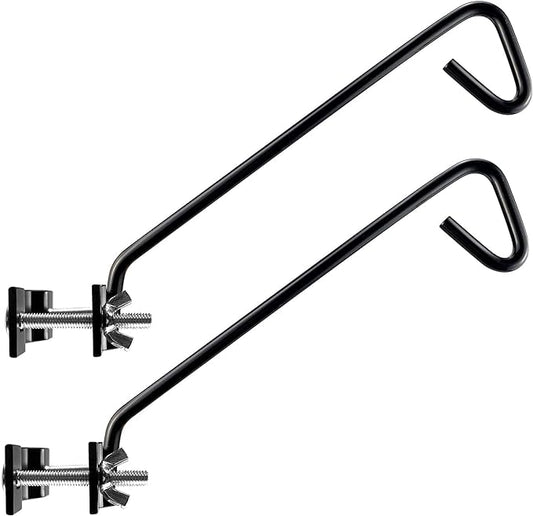 2 Packs 11 inches Fence Deck Hook Rail Hook Hanging Hook Mounting Kit Heavy Duty Bird Feeder Hook Decorative Hook Hanger for Bird Feeders Planters Suet Baskets Lanterns on Balcony Porch Railing Fence