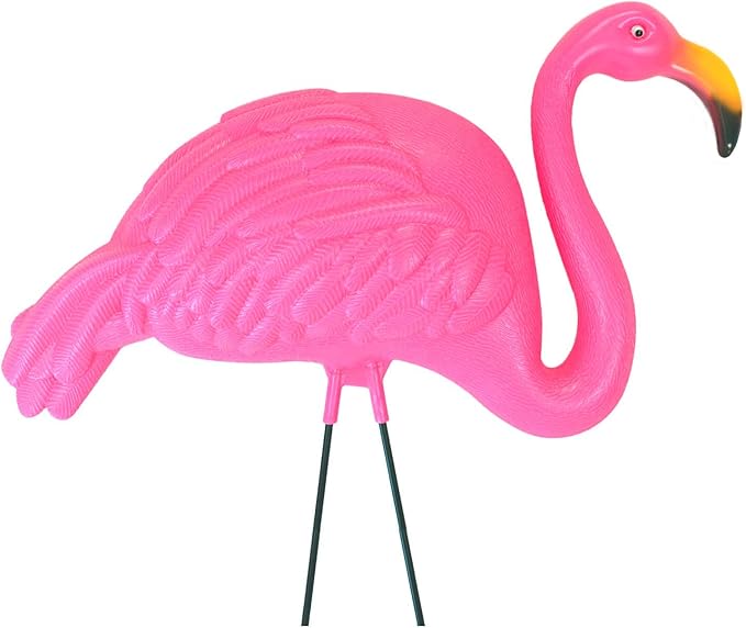 GIFTEXPRESS Pink Flamingos Yard Decorations - 2 Pack Extra Large 24" Tall Plastic Flamingo Statue w/Metal Stakes - Lawn Ornaments & Garden Decor for Outdoor Parties