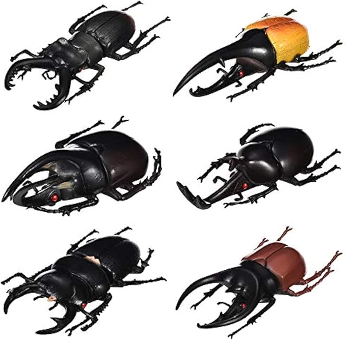 Hiawbon 5.5 inch Fake Beetle Simulated Beetle Model Realistic Plastic Beetle Figures for Fairy Garden Decoration, Set of 6