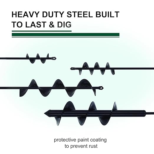 Garden Auger Drill Bit for Planting Set-1.6x16‘’ & 3.54x15.7'',Ground Earth Spiral Drill Bit for 3/8" Hex Drive Drill, Yard Auger Drill for Bulbs Planting, Hole Digger Flowers,Umbrella Holes