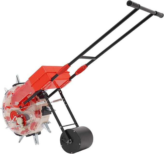 Garden Seeder, Manual Seeder Hand Seed Spreader Handheld Seeding Machine with 10 Seeding Nozzles, Hand-Push Roller Seed and Fertilizer Applicator for Planting Corn Soybean Peanut