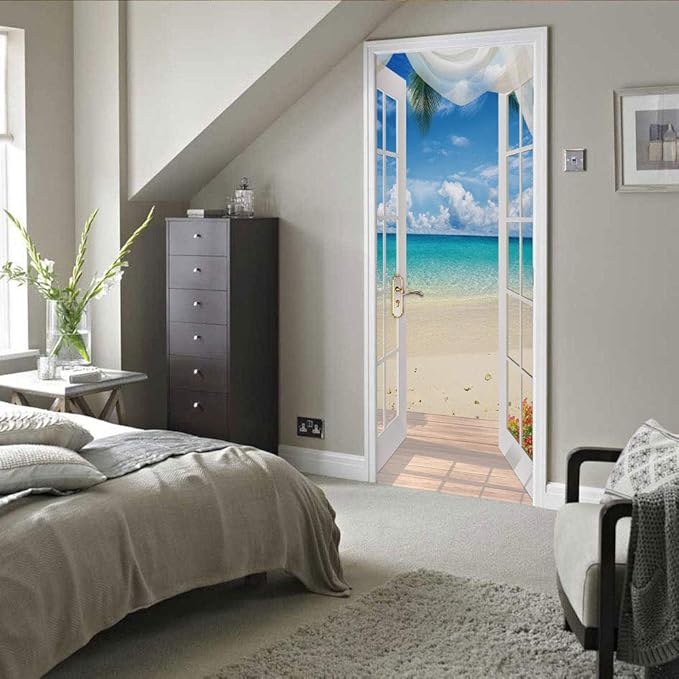 3D Door Stickers Murals - Landscape - Door Wallpaper Self-Adhesive - Removable PVC Waterproof - Matt Finish - 37.4" x 78.7"