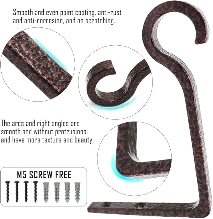 Hanging Plant Bracket 6inch Metal Plant Hook Shepherds Hook Decorative Wall Plant Hanger for Hanging Lanterns, Bird Feeder, Flower Basket Indoor & Outdoor (2, Bronze hammertone)