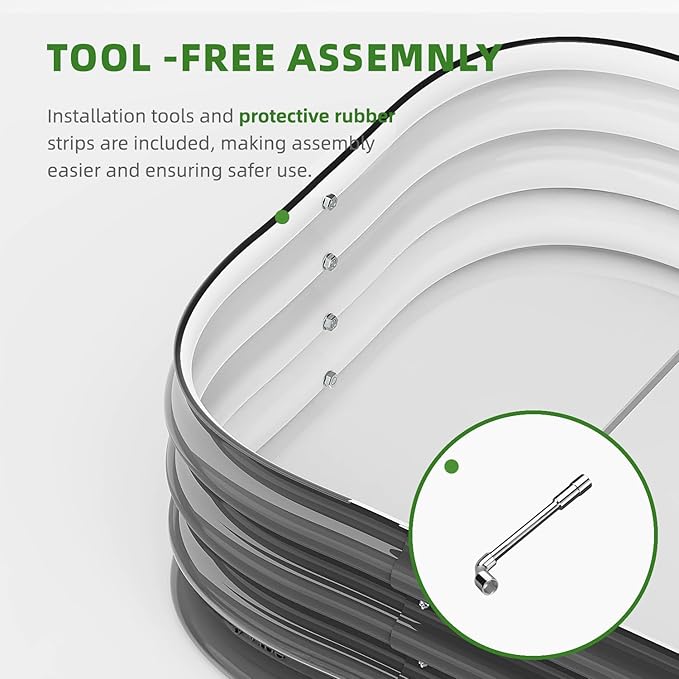 DaisyVibe Raised Garden Bed Kit, Planter Raised Garden Boxes Outdoor, Oval Large Metal Raised Garden Beds for Vegetables Flowers (Grey, 6.5ftx2ftx1ft)