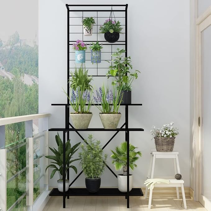 Hanging Plant Pot Shelf Rack Heavy Duty Plant holder Trellis,Multi Layer Plant Stand for Home, Garden, Balcony