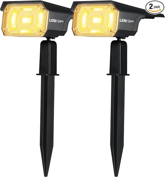 40 LEDs Spotlights,IP65 Waterproof Solar Powered Landscape Spotlights 2-in-1 Wall Light, Outdoor Landscaping Lights Auto On/Off for Yard Garden 2Pack Warm-White