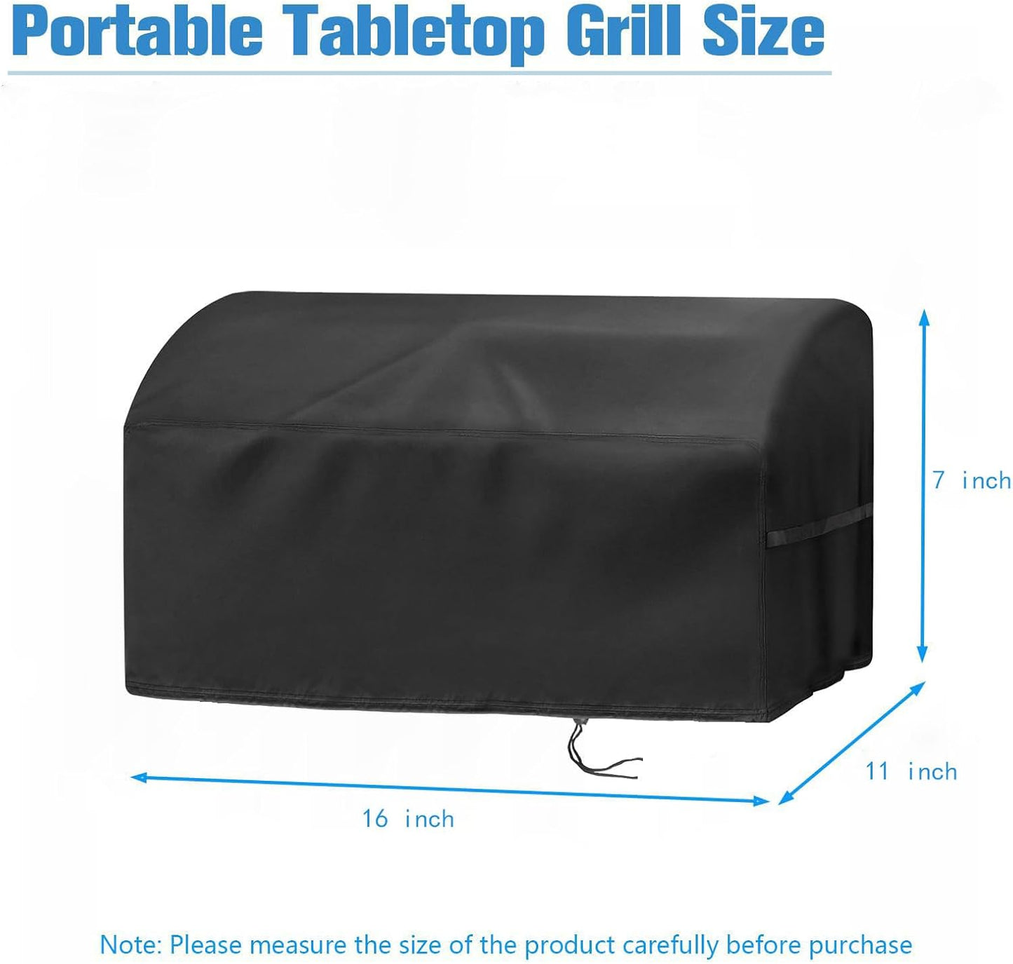 Grill Cover for Hibachi Grill,Outdoor Waterproof Small Tabletop Grill Cover Heavy Duty Camping BBQ Grill Cover - 16 x 11 x 7 Inch