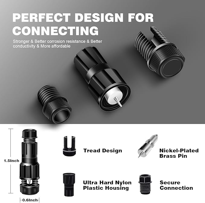 4Pack Low Voltage Landscape Lights with Connectors - 12-24V LED In-Ground Lights IP67 Waterproof Garden Lighting for Yard, Pathway, Driveway, Deck (Cool White)