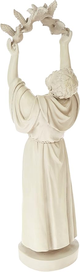 Design Toscano Francis of Assisi Doves of Peace Religious Garden Statue, 7 inches wide, 25 inches tall, Cast Stone Resin, Antique Stone Finish