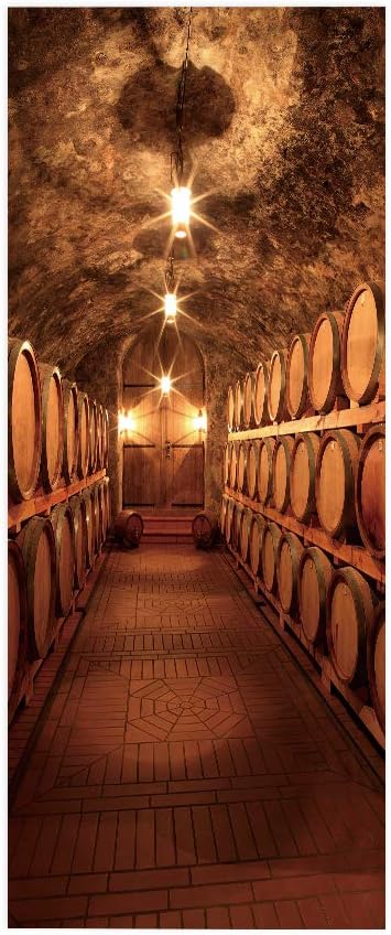 3D Door Stickers Murals - Peel & Stick Wine Cellar Theme - Removable PVC Waterproof Door Poster, 37.4" x 84.6" for Bedroom & Living Room