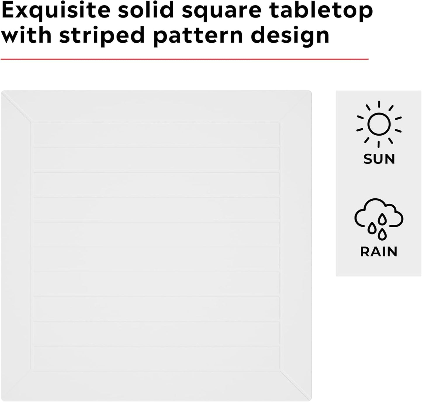 5-Piece Outdoor Dining Set, HDPE Patio Square Bistro Table and Stackable Chairs Sets for 4, Outdoor Furniture All Weather for Backyard Poolside, White