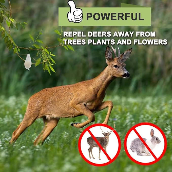 Deer Repellent, Rabbit Repellent Outdoor, Deer Deterrent for Plants, Keep Rabbits Out of Backyard, Deer and Rabbit Repellant, Deer Repellant Balls for Flowers Shrubs & Trees-8 Packs