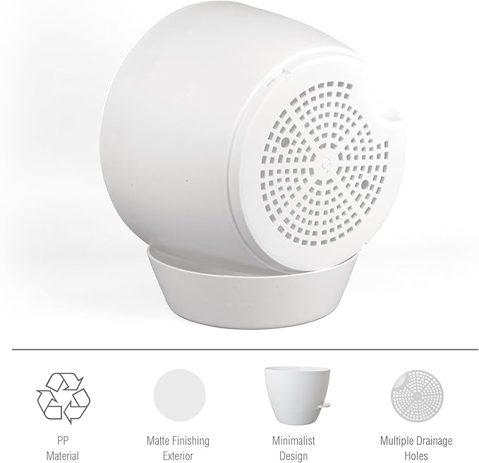 12 inch Large Self Watering Pots for Indoor Outdoor Plants, Plant Pots with Mesh Drainage Holes for Garden House Plants, Plastic Planters with Reservoir for Flower Plants, White