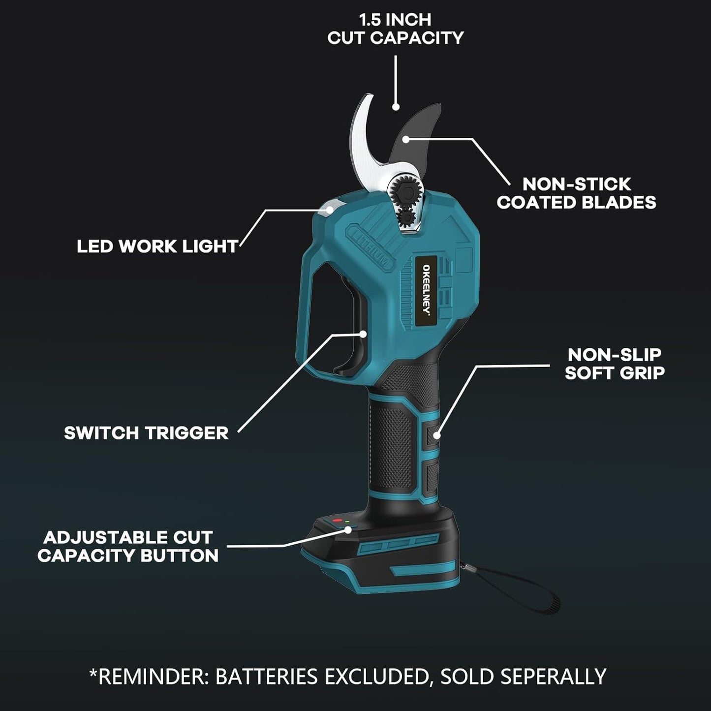 Electric Pruning Shears for Makita 18V Battery, Brushless Cordless Branch Cutter Pruner with 1.5 inch Cut Capacity for Tree trimming, Shrubs, Gardening (Tool Only)