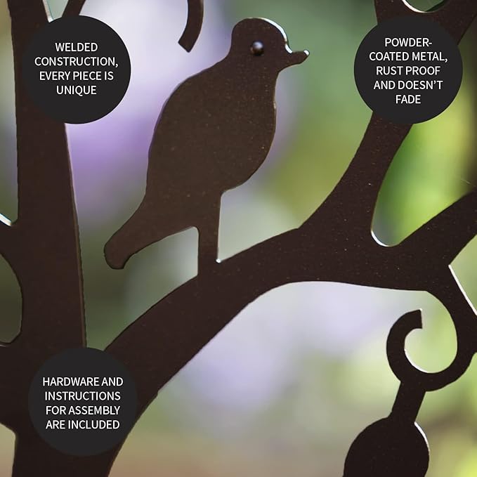 Evergreen Plow & Hearth Tree of Life Garden Arbor - 7 Feet Tall | Slim Metal Arch with Iron Trellis for Climbing Plants | Elegant Wedding Arbor | Outdoor Patio & Garden Decor