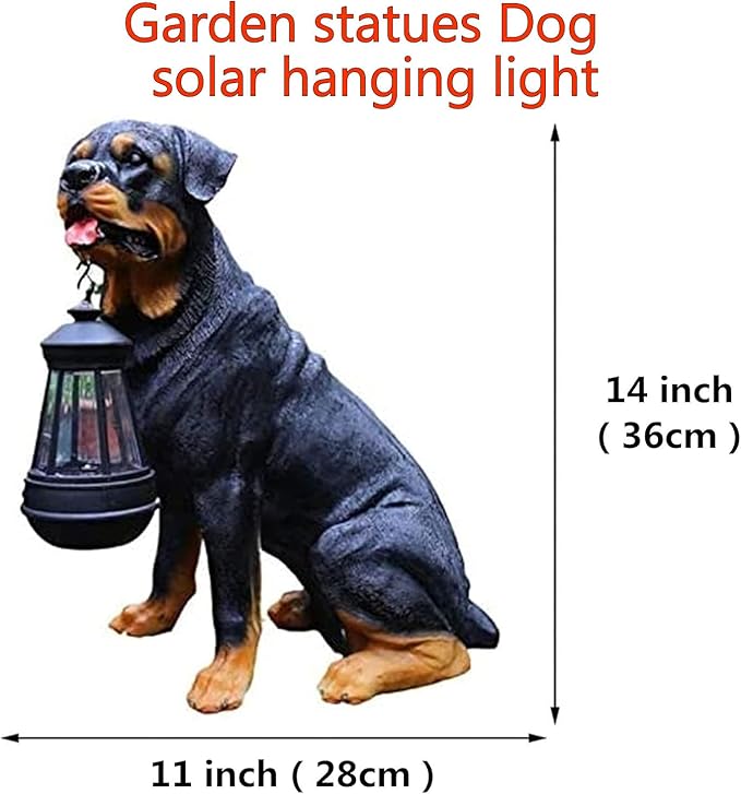 Garden Statues Dog Solar Hanging Light, Courtyard Resin Simulated Handicraft Dog Statue Ornament, Garden Yard Entrance Decoration.