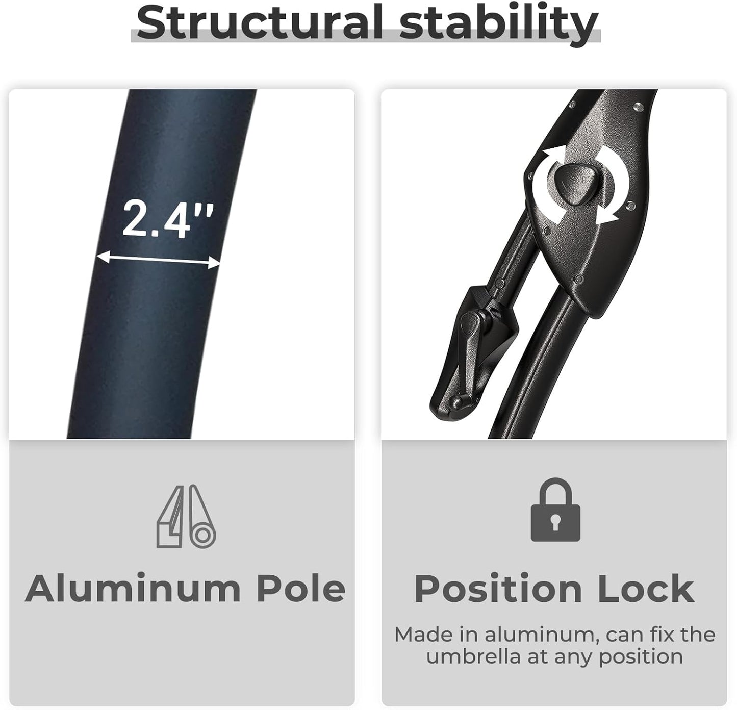 Grand patio 11 FT Cantilever Umbrella with Base Outdoor Large Round Aluminum Offset Umbrella for Pool Garden Backyard (Stripes, 11 FT)