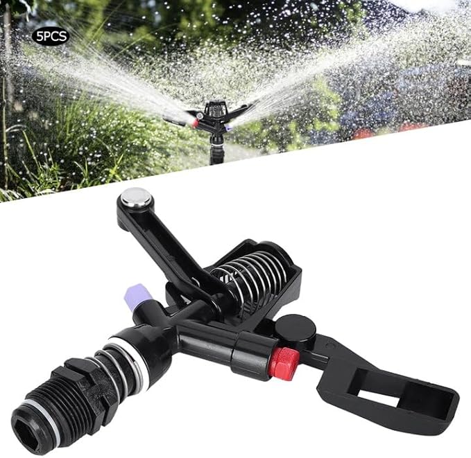 5PCS Garden Impulse Sprinkler Impact Sprinkler for Watering Irrigation, 3/4in DN20 Male Thread