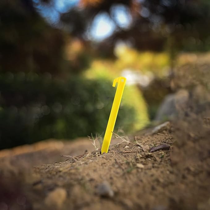 10-Pack Plastic Tent Stakes – 7-Inch Heavy Duty Canopy Anchoring Pegs for Camping, Gardening, Landscaping, Backpacking – Lightweight, Rust-Proof, Reusable Camping Stake