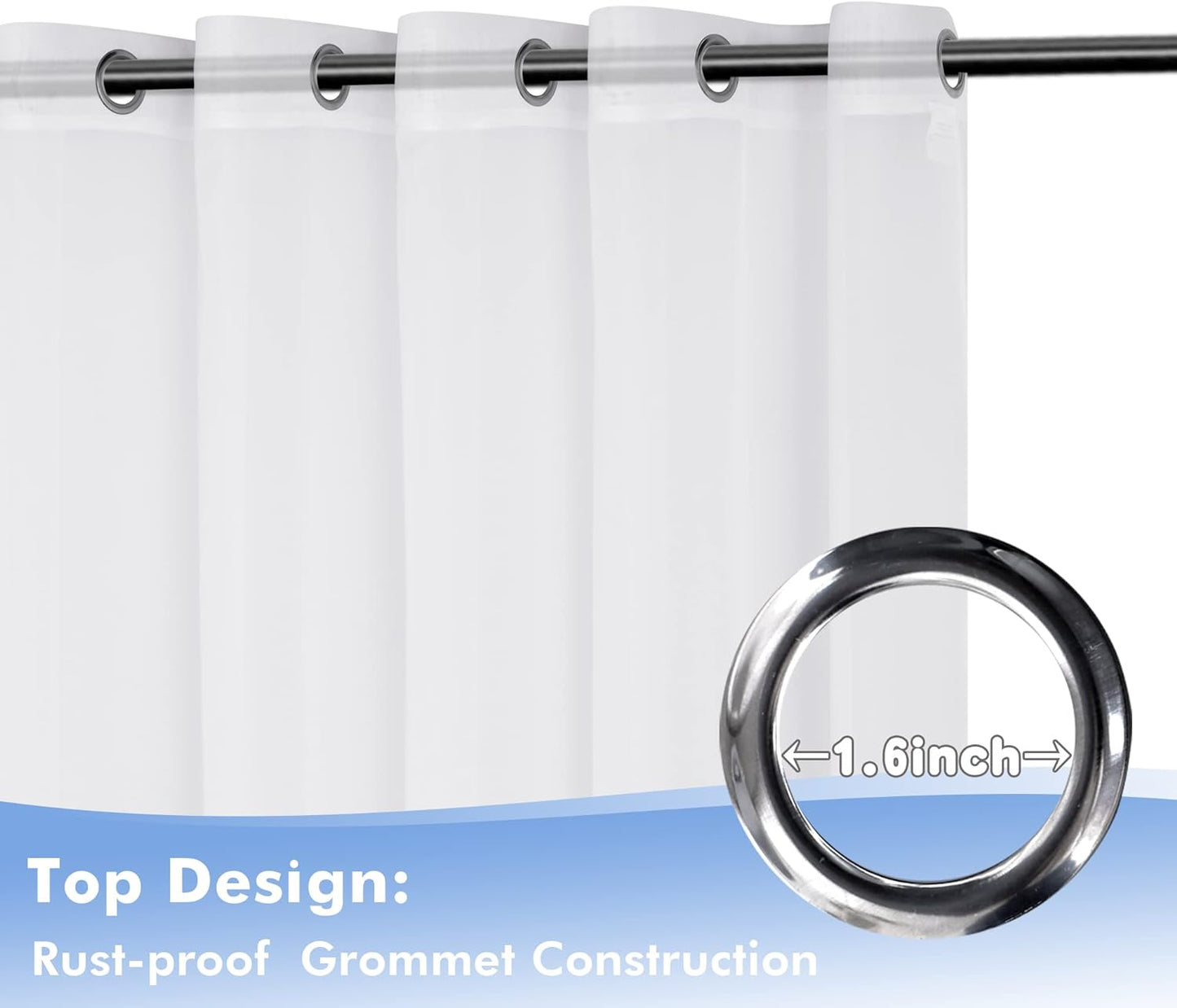 HolidayIdeas White Outdoor Sheer Curtains for Patio Waterproof, 4 Panels - 54 x 108 Inch - Light Filtering Voile Outside Curtains Grommet Drapes for Front Porch, Gazebo, Pergola, Backyard