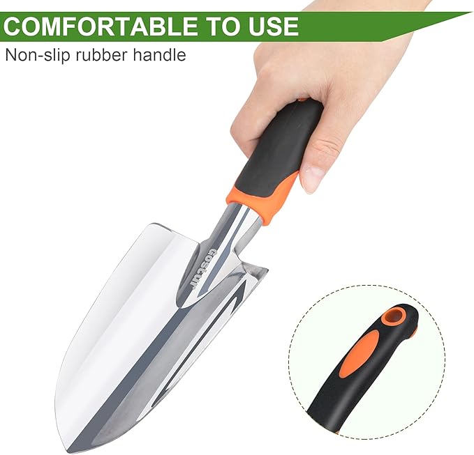 Garden Tool Set, 3PCS Sturdy Gardening Hand Tools Kit - Trowel/Shovel, Transplanter, Sharp Bypass Pruning Shears/Scissors/Clippers - Comfortable Handle - Ideal Gifts for Men & Women