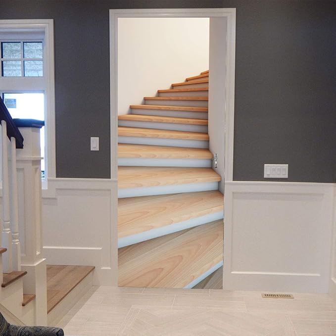 3D Door Stickers Murals - Stairs - Door Wallpaper - Self-Adhesive - Removable - PVC - Waterproof - Matt Finish - Futuristic - Stairs 1 - Adults