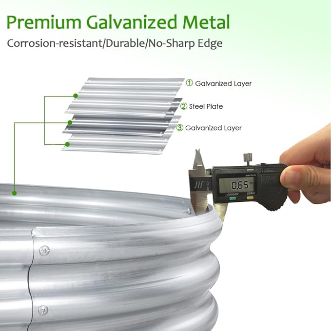 FORTUNO 2 Pcs 2 Ft Round Raised Garden Bed Box Galvanized Metal Outdoor Flower Bed Steel Patio Ground Planter for Planting Vegetables and Herbs, Silver