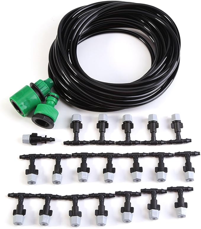 Drip Watering Kit Automatic Cooling System Hose Sprinkler Nozzle Garden Backyard Patio Micro Irrigation Set (10M)