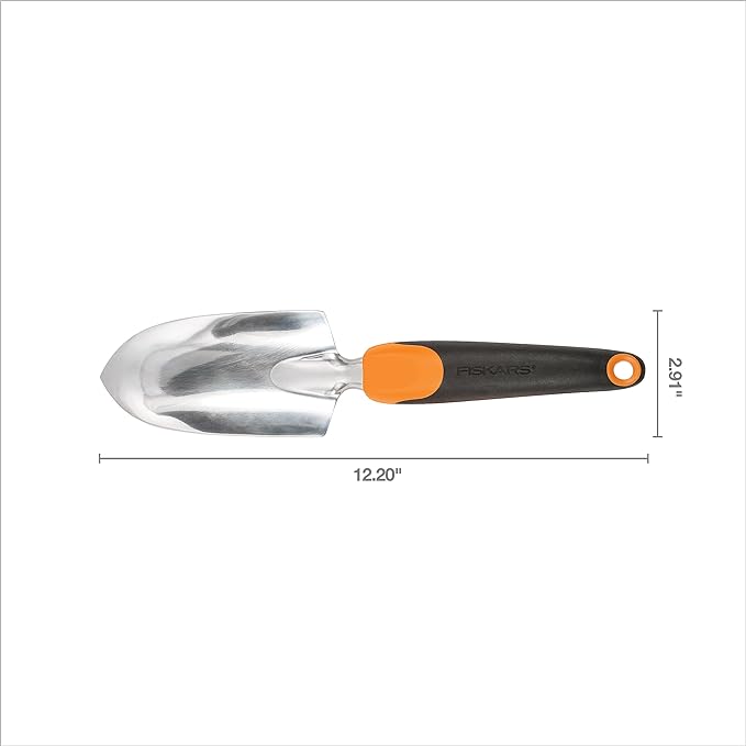 Fiskars Ergo Garden Trowel for Digging and Planting, Heavy Duty Gardening Hand Tool with Hanging Hole