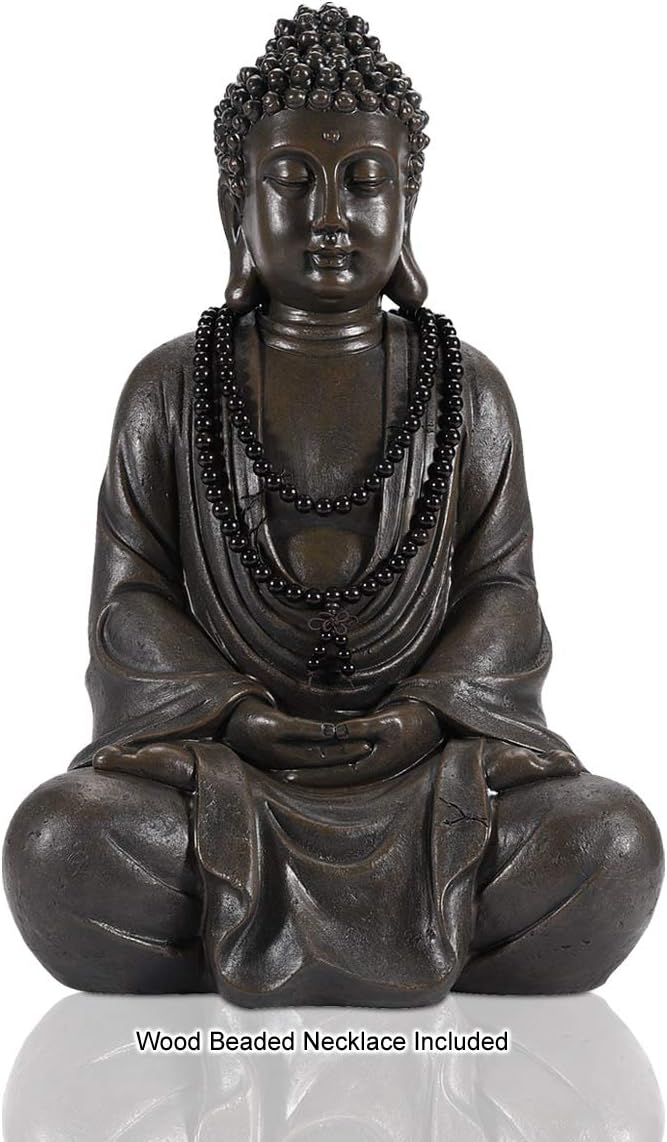 Goodeco Meditating Buddha Statue Outdoor - Large Zen Garden Buddha Sculpture,Indoor/Outdoor Statues Decoration,Decor for Home,Garden,Patio,Deck,Porch Yard Art,Antique Bronze (17 inch)