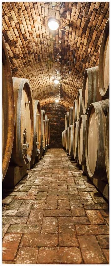 3D Door Stickers Murals Peel and Stick - Wine Cellar - Door Wallpaper Self-Adhesive Door Decals Removable PVC Waterproof Door Poster for Bedroom Living Room Door Decoration 37.4" x 78.7"
