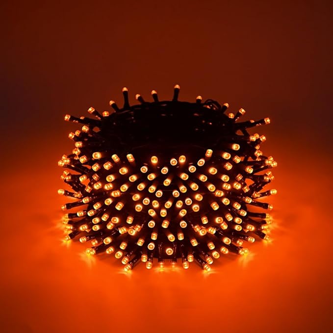 600 LED Halloween Lights, 216 FT Waterproof Halloween String Lights, Orange Halloween Lights Outdoor with 8 Lighting Modes for Halloween Outdoor Party Yard Garden Decoration