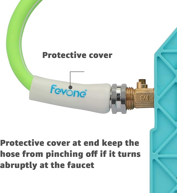 Fevone 100 ft Garden Hose, Heavy Duty Water Hose, Hybrid Polymer, Kink Resistance, Flexible, Durable, Leak Free, Aluminum Fittings, 3/4" GHT, 5/8" ID, 600 Psi, Drinking Water Safe