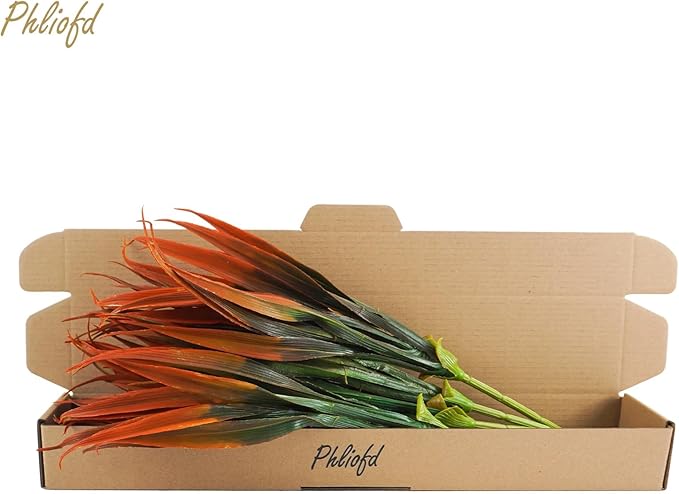 32Pcs Artificial Grass Fake Plants 17.3in Outdoor Plastic Plants UV Resistant Greenery Fake Grass for Home Window Garden Office Patio Hanging Planter Pathway Front Porch Décor Red