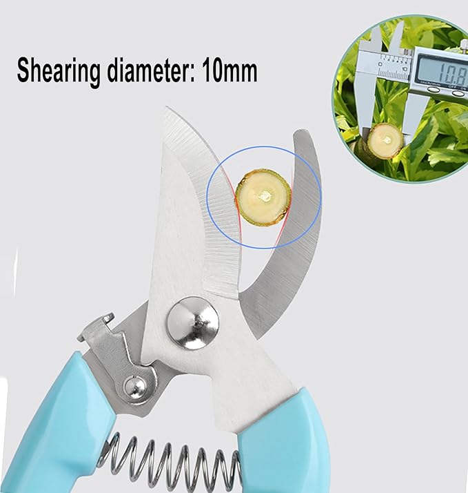 5pcs Garden Flower Shears Pruning Shears 6.9 inches Scissors Heavy Duty Plant Scissors for Cutting Flowers, Trimming Plants, Bonsai, Fruits Picking (Blue Handle 5pcs)