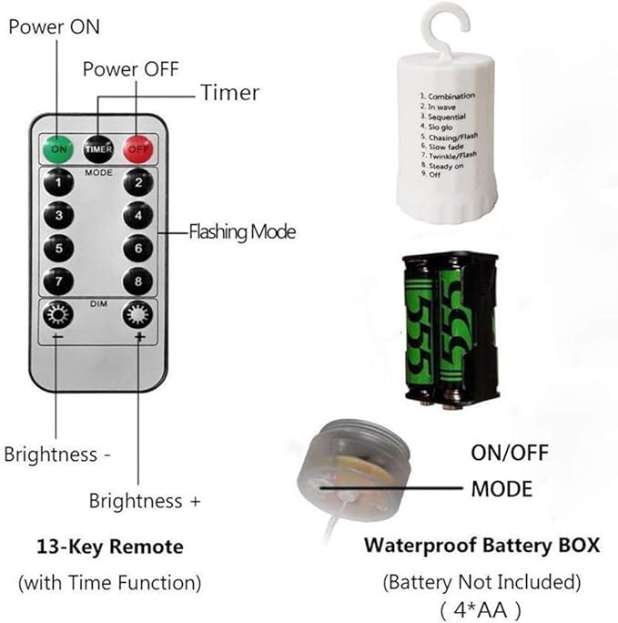 4 Pack 880 LED Battery Operated Firefly Bunch Lights, Remote Control Timer 8 Flashing Modes Copper Wire Waterfall Lights, Fairy Lights Waterproof for Christmas Patio Party Outdoor Decor (Warm White)