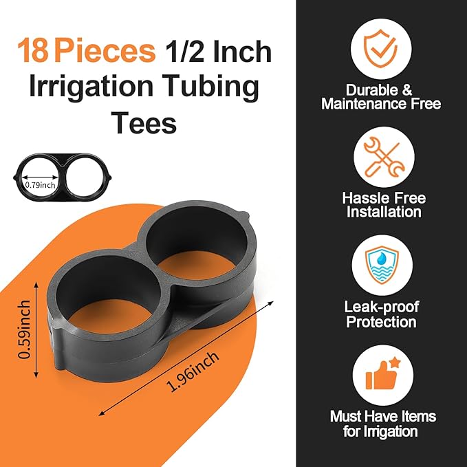Drip Irrigation Figure 8 End Closure Fittings, 18 Pieces 1/2'' Drip Line Barbed End Plug Connectors for 1/2 Inch Irrigation Tubing End Clamp for Garden Drip Sprinkler Systems