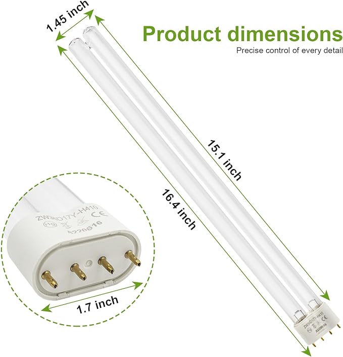 36 Watt UV Bulb Lamp for use with 2G11 (4-pin) Bulb Bases, a Fully Compatible Replacement for Jebao 36W PU-36W Filter(2 pcs)