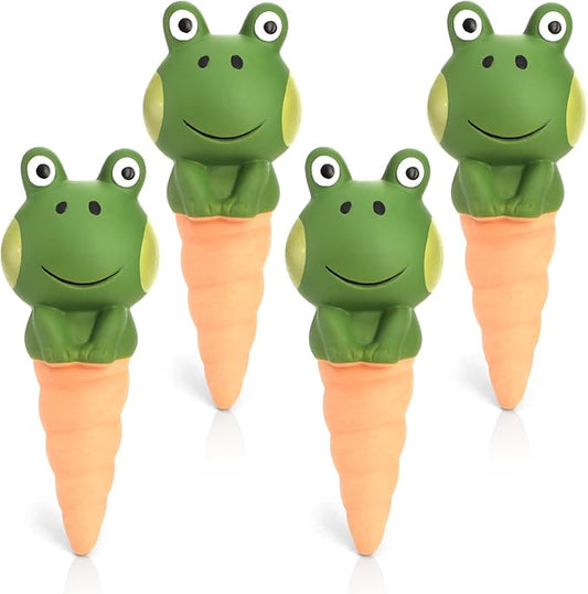 DEAYOU 4 Pack Terracotta Self Watering Spikes, Frog Shaped Plant Watering Stakes, Slow Release Automatic Watering Device Garden Waterer for Indoor and Outdoor Plants, Vacation Plants