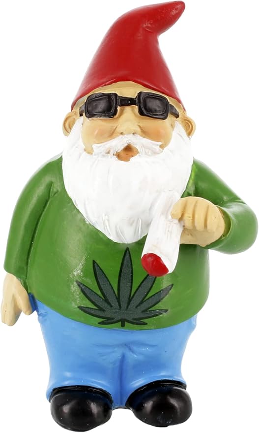 Gnometastic Mini Gnomes - Smoking Gnome, 3.5 inch Hippie Gnome for Fairy Garden, Indoor Outdoor Funny Garden Gnomes Decoration for Yard, Planter, Lawn Ornament, Patio and Home Decor