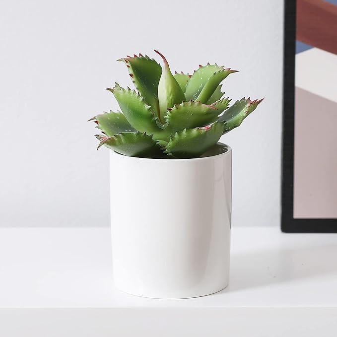 Duovlo Artificial Succulent Plant 7.08 Inch Faux Succulents Agave potatorum Flower Arrangement Craft Wall DIY Materials Pack of 2 (Green)