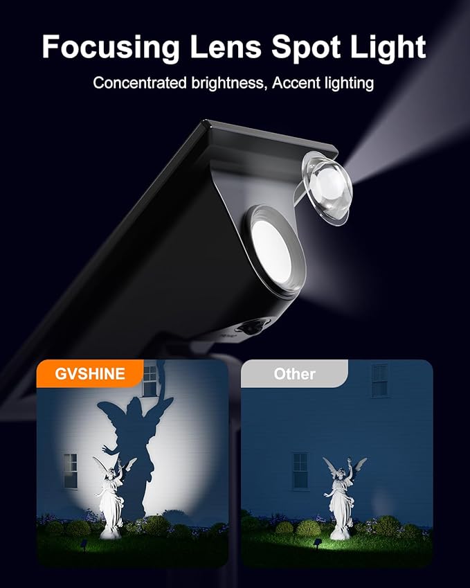 6 Pack Solar Power Spot Lights Outdoor Waterproof LED Dusk to Dawn Landscape Spotlight Lamp for Outside Yard, Tree, Flag, Plants, Garden, Statues, Outside, 3 Modes, 18 Hours Accent Ambient Lighting