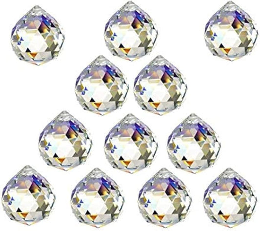 12 Pcs Crystal Ball Prism Suncatcher Rainbow Pendants Maker, 30mm Clear Glass Crystal Ball Prism,Hanging Crystals Prisms for Windows,for Feng Shui,for Home,Office,Garden Decoration