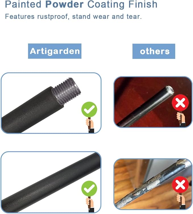 60 inch Outdoor Shepherd Hook with Upgraded 7 Prong Base (1 Pack), Adjustable Heavy Duty Garden Hanging Stake for Bird Feeder Solar Light Plant Hanger Wedding Decor, Matte Black