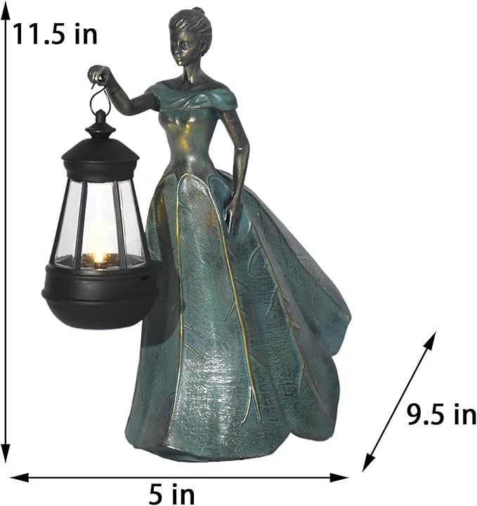 Fairy Garden Statue Solar Garden Decor with Lights for Yard Lawn Decorations Outdoor Patio Fairy Garden Decor Gardening Gifts for Women